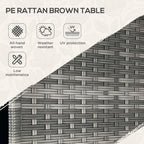 Rattan Side Table, Outdoor End Table with Storage Shelf, Aluminum Frame Square, Coffee Table with Tempered Glass Top, Mixed Gray