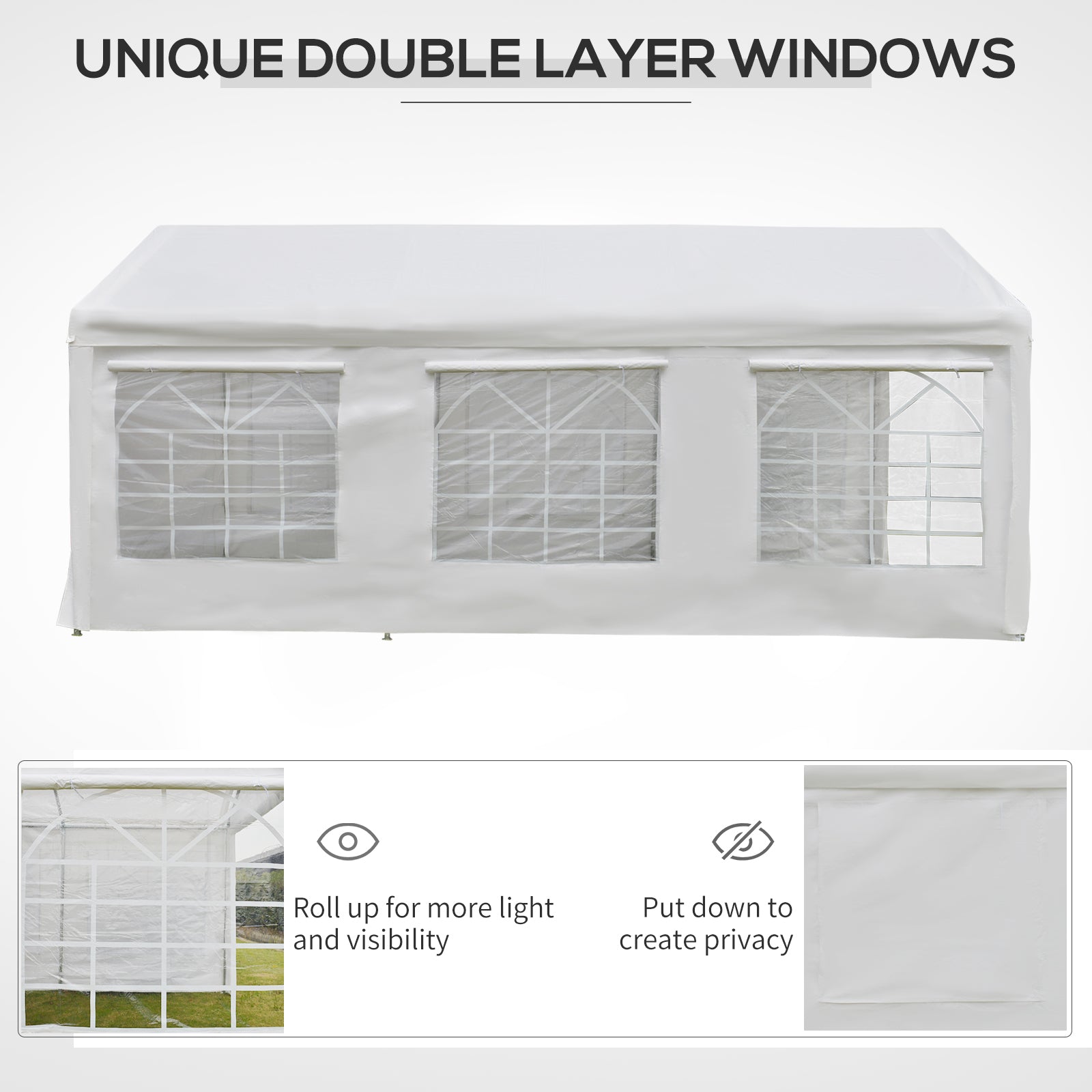 10' x 20' Heavy Duty Party Tent & Carport with Removable Sidewalls and Double Doors, Large Canopy Tent, Sun Shade Shelter, for Parties, Wedding, Outdoor Events, BBQ, White