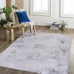 6x9 Non-Slip Machine Washable Area Rug with Low-Pile, Non-Shedding Kid and Pet Friendly Carpet, 72" L x 108" W x 0.15" H, Gray