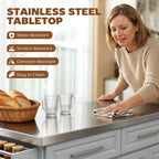 Rolling Kitchen Island Cart with 47" Stainless Steel Top, Portable Island Table for Kitchen with Wheels, Adjustable Shelves, 2 Drawers, Spice, Knife and Towel Rack, Gray