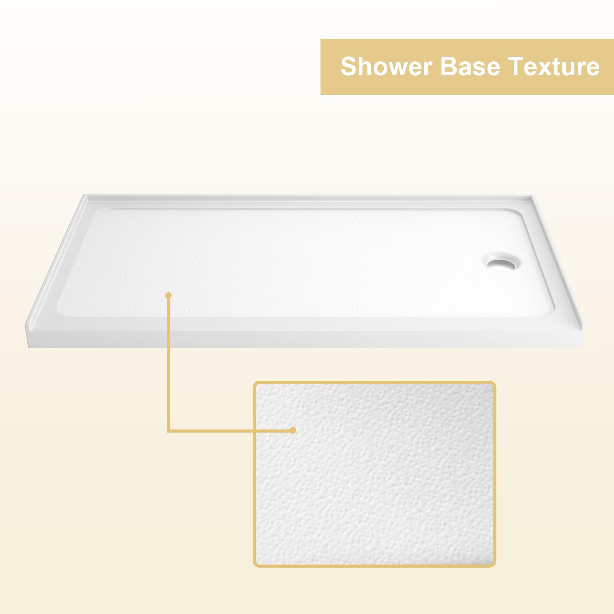 32" x 60" Shower Base with Durable Non-Flex Construction, Acrylic 3-Wall Alcove Shower Pan with Right Drain, 60" L x 32" W x 3" H, Gloss White
