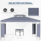 10' x 13' Patio Gazebo, Double Roof Outdoor Gazebo Canopy Shelter with Screen Decorate Corner Frame, for Garden, Lawn, Backyard and Deck, Gray