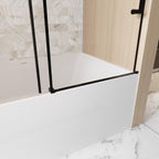 Frameless Sliding Shower Door with Smooth Quiet Stainless Steel Rollers & Round Tracks, Panel for Bathroom, 60" L x 0.5" W x 60" H, Matt Black