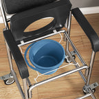 3-in-1 Shower Commode Wheelchair, Accessible Transport Commode Medical Rolling Chair, Black