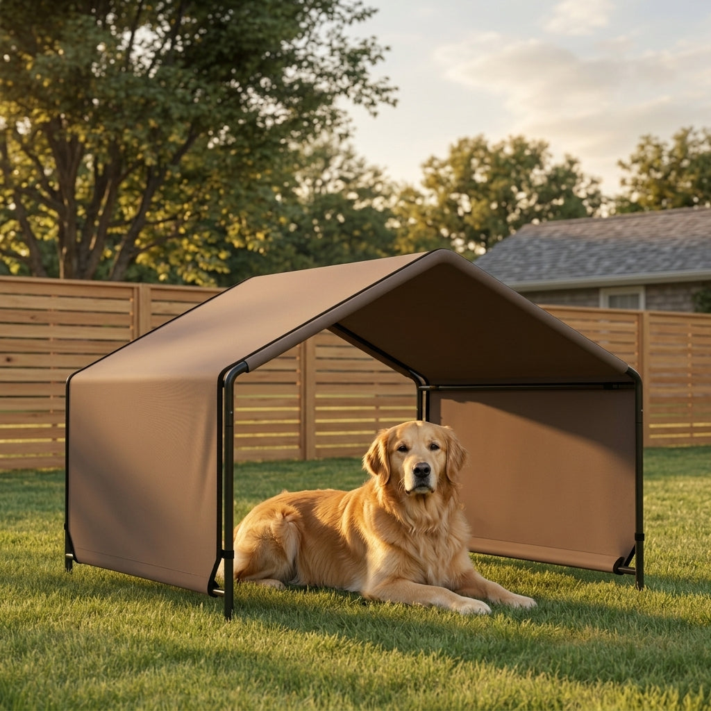 Portable Dog Tent Water Resistant for Outdoor Shade Protection, Brown
