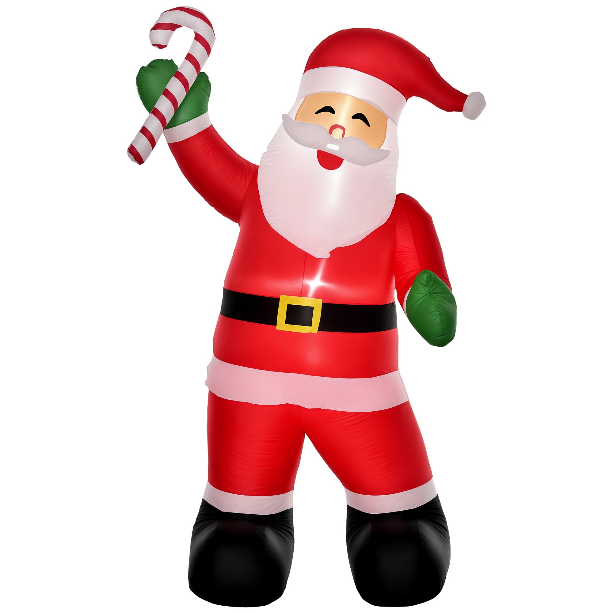 8' Christmas Inflatable Santa Claus with Candy Cane, Outdoor Blow-Up Yard Decoration with LED Lights Display