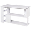 360° Rotating Home Office Desk L Shaped Corner Computer Desk with Storage Shelves, Writing Table Workstation, White