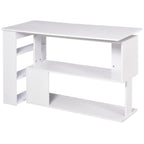 360° Rotating Home Office Desk L Shaped Corner Computer Desk with Storage Shelves, Writing Table Workstation, White