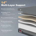 King Mattress, 14 Inch Memory Foam Mattress for Pressure Relief, Graphene Gel Cooling Copper Bed in a Box, Made in USA
