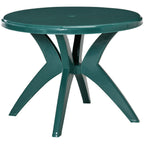 36.25" Dia Round Plastic Patio Table with Umbrella Hole, Outdoor Bistro Dining Table, for Bar, Garden, Backyard, Poolside, Yard, Green