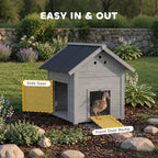 Duck Coop, Wooden Duck House with Openable Roof & Double Doors, Light Gray