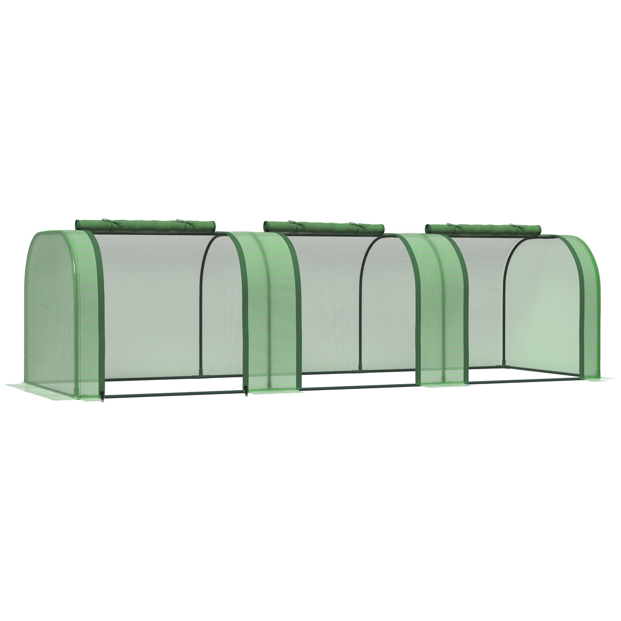 9.7' L x 3' W x 2.5' H Portable Tunneled Greenhouse with 3 Zippered Doors, Water/UV Fighting PE Cover