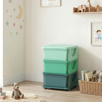 3 Tier Kids Storage Unit, Toy Organizers and Storage with 3 Drawer for Bedroom Nursery Living Room for Boys Girls Green