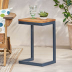 Small Size Firwood Antique Accent Table, Versatile Design with Iron Frame, 12.75" L x 10.25" W x 19" H, Black