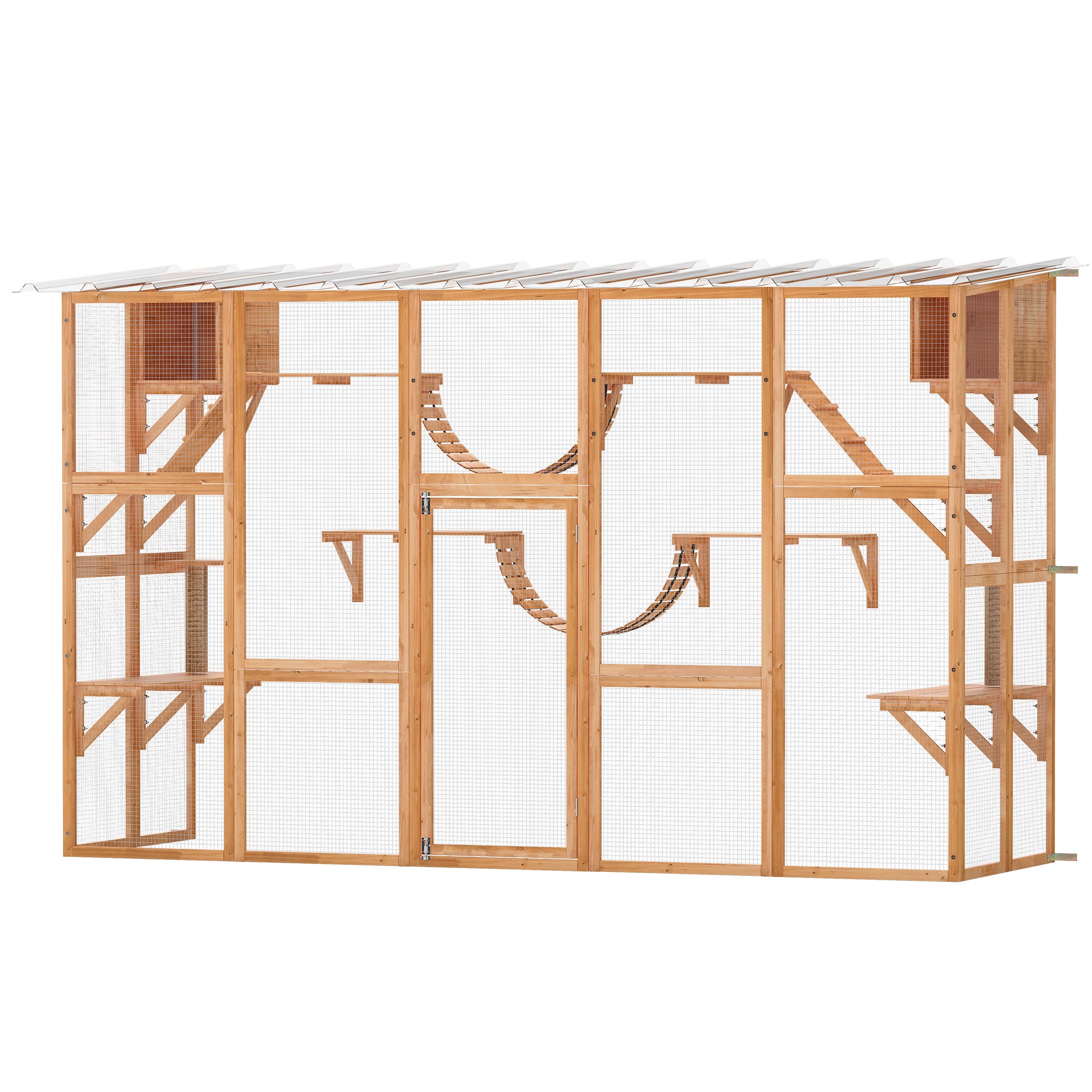 Catio Playground Cat Window Box Outside Enclosure for Multiple Cats w/ Shelves & Bridges, Orange