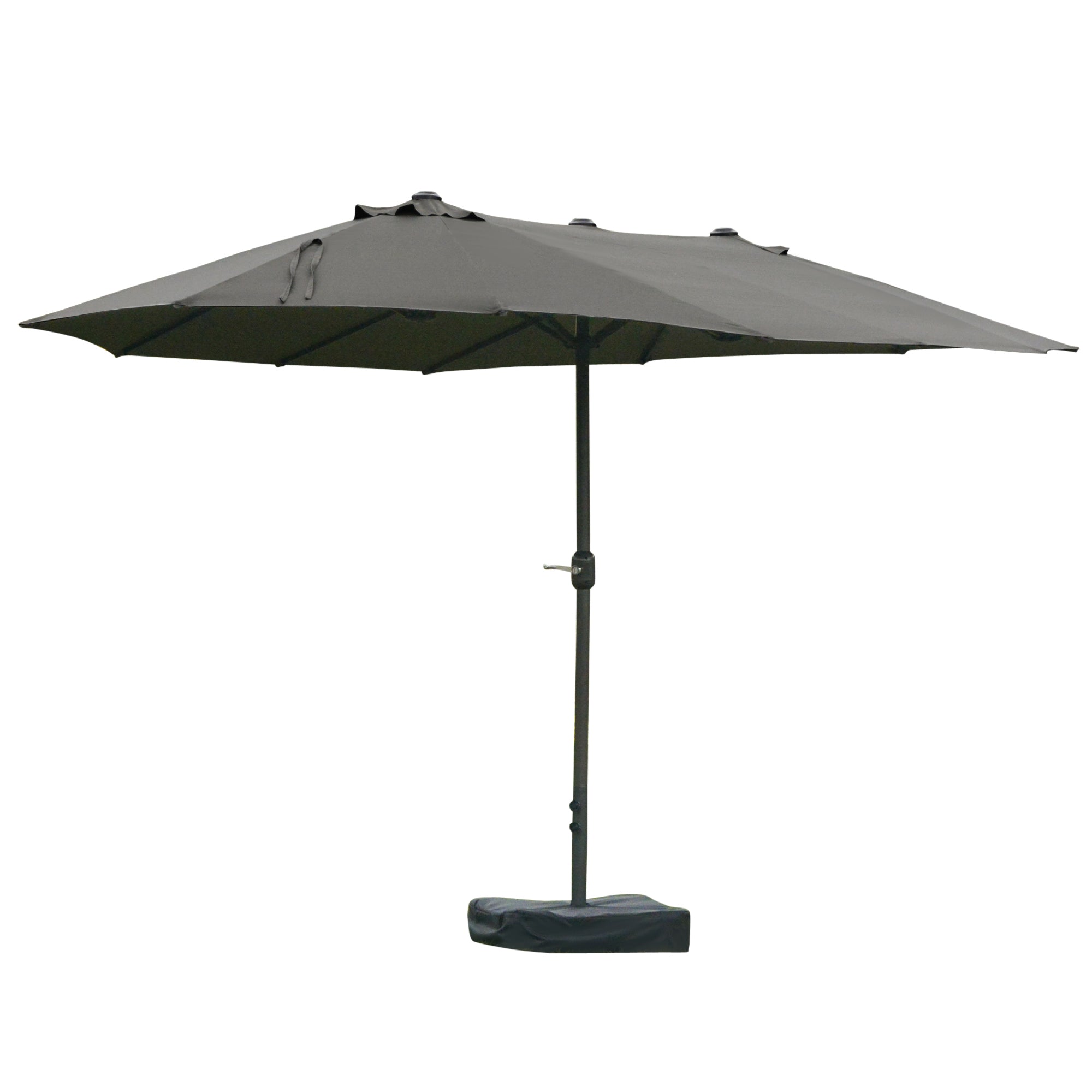 Patio Umbrella 15' Steel Rectangular Outdoor Double Sided Market with base, UV Sun Protection & Easy Crank for Deck Pool Patio Dark Gray