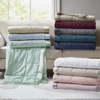 King Size Lightweight Down Alternative Blanket with Satin Trim, Hypoallergenic Polyester, Machine Washable, 108" L x 90" W x 0.25" H, Blue