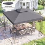 Gazebo Replacement Canopy for Model 01 -0153, 2-Tier Top Cover for 9.8' x 9.8' Gazebo, Charcoal (TOP ONLY)