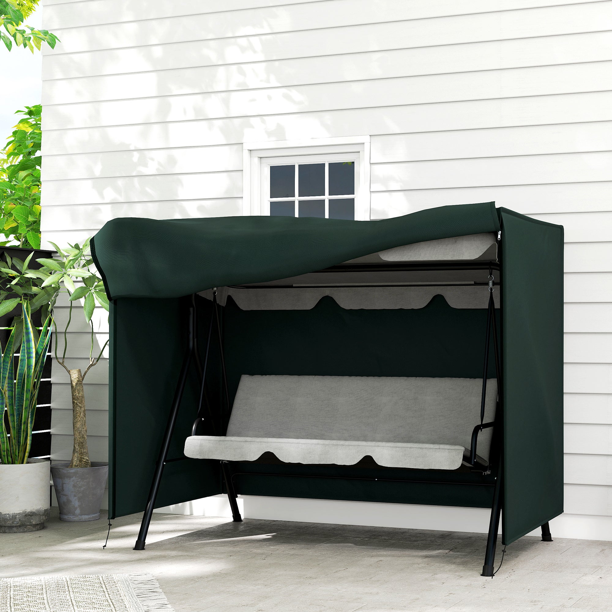 Outdoor Patio Hammock Porch Swing Cover with UV, Water, & Dust Fighting Material, 81" x 49" x 65", Dark Green