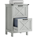 Vertical File Cabinet with 2 Drawers, Rustic Farmhouse Office Storage Cabinet for A4, Letter Size, Distressed Light Gray