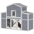 66.5" Large Chicken Coop, Wooden Chicken House with 2 Nesting Boxes, Sliding Tray & Ramp, for Backyard Farm