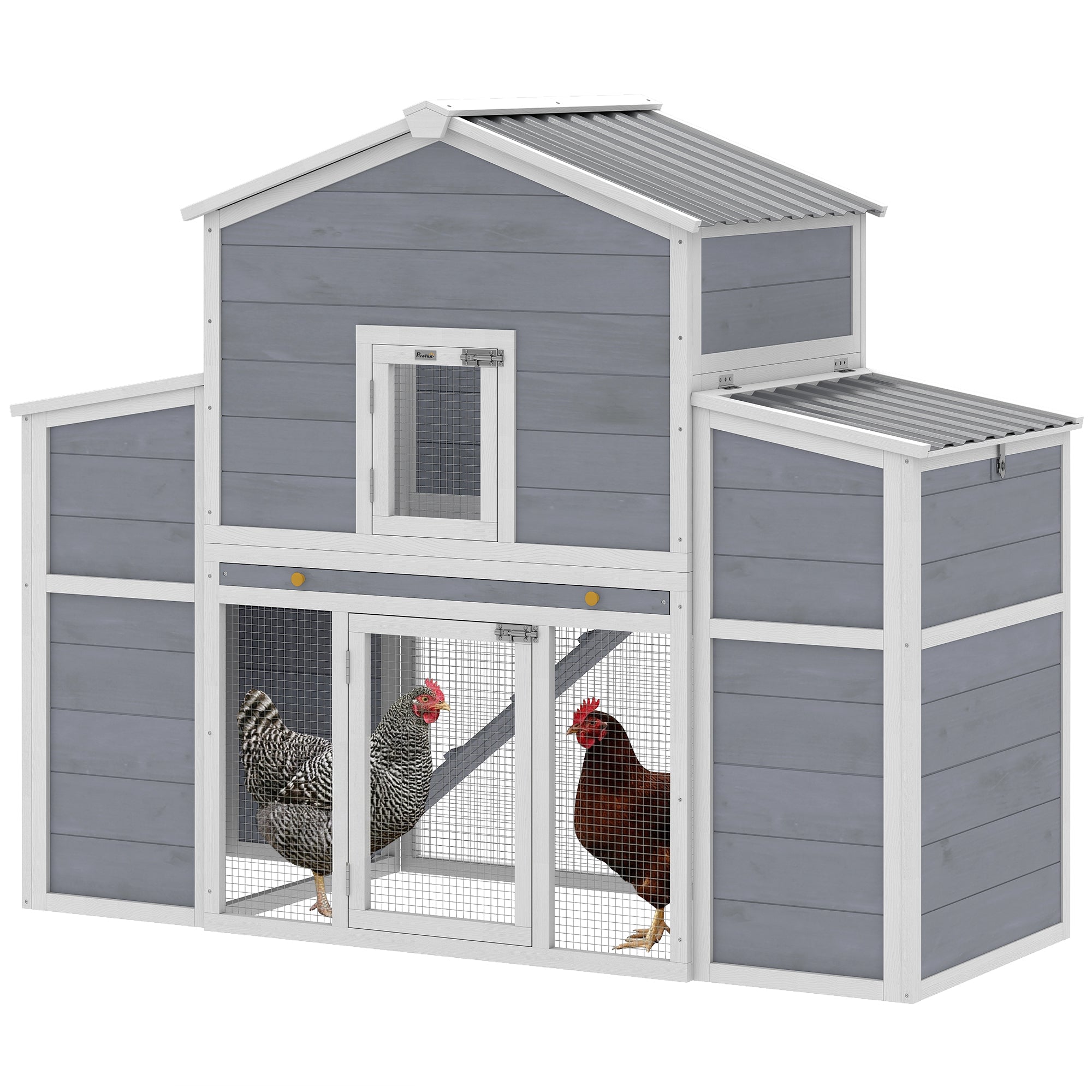 66.5" Large Chicken Coop, Wooden Chicken House with 2 Nesting Boxes, Sliding Tray & Ramp, for Backyard Farm