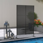Decorative Privacy Fence Screen, Metal Outdoor Privacy Screen Climbing Plant Trellis with Stand, 78" H x 48" W, Black