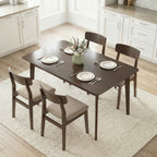 47.2" Rectangle Dining Table for 4, Mid-Century Modern Kitchen Table with Rubber Wood Frame for Dining Room, Mahogany