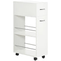 3- tier Slim Storage Cart, Rolling Narrow Kitchen Cart on Wheels for Small Place, Slide Out Side Utility Cart for Bathroom, Laundry