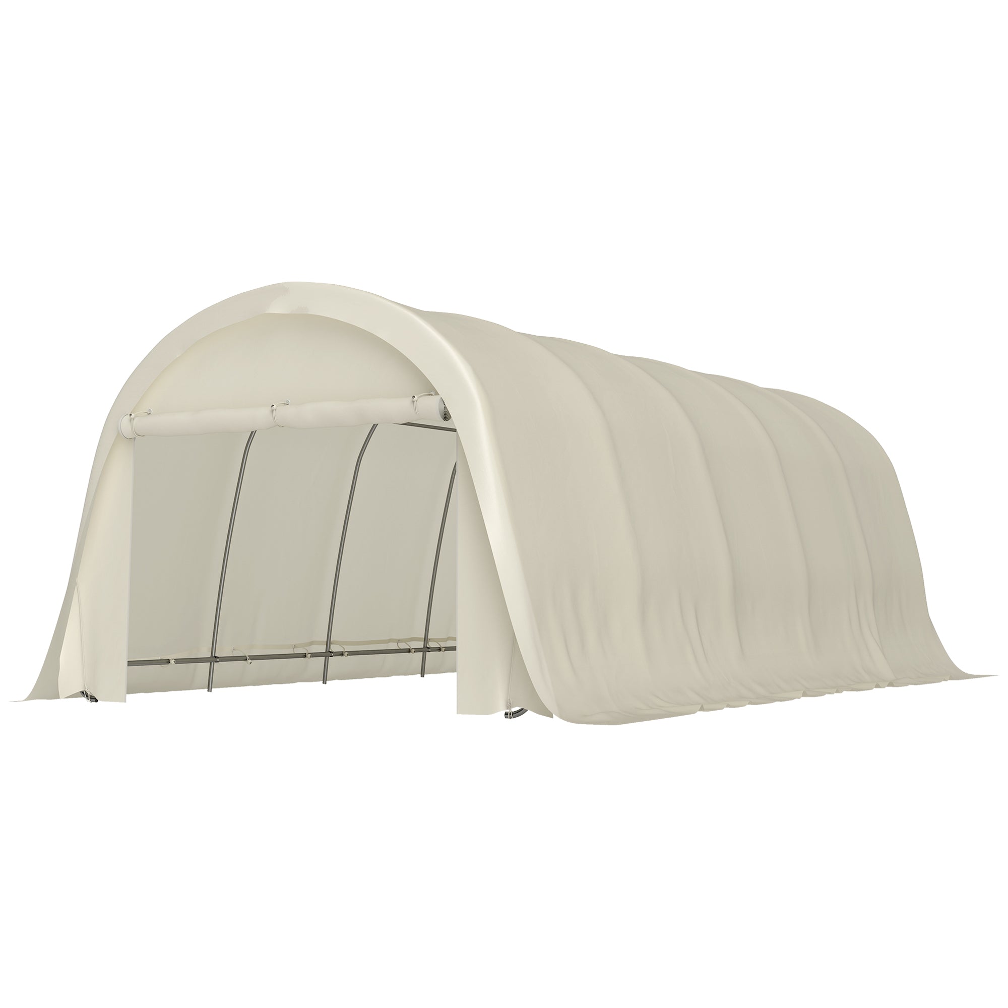 12' x 23.6' Heavy Duty Carport, UPF50+ Portable Garage Car Canopy Tent with Galvanized Frame, Large Door, Beige