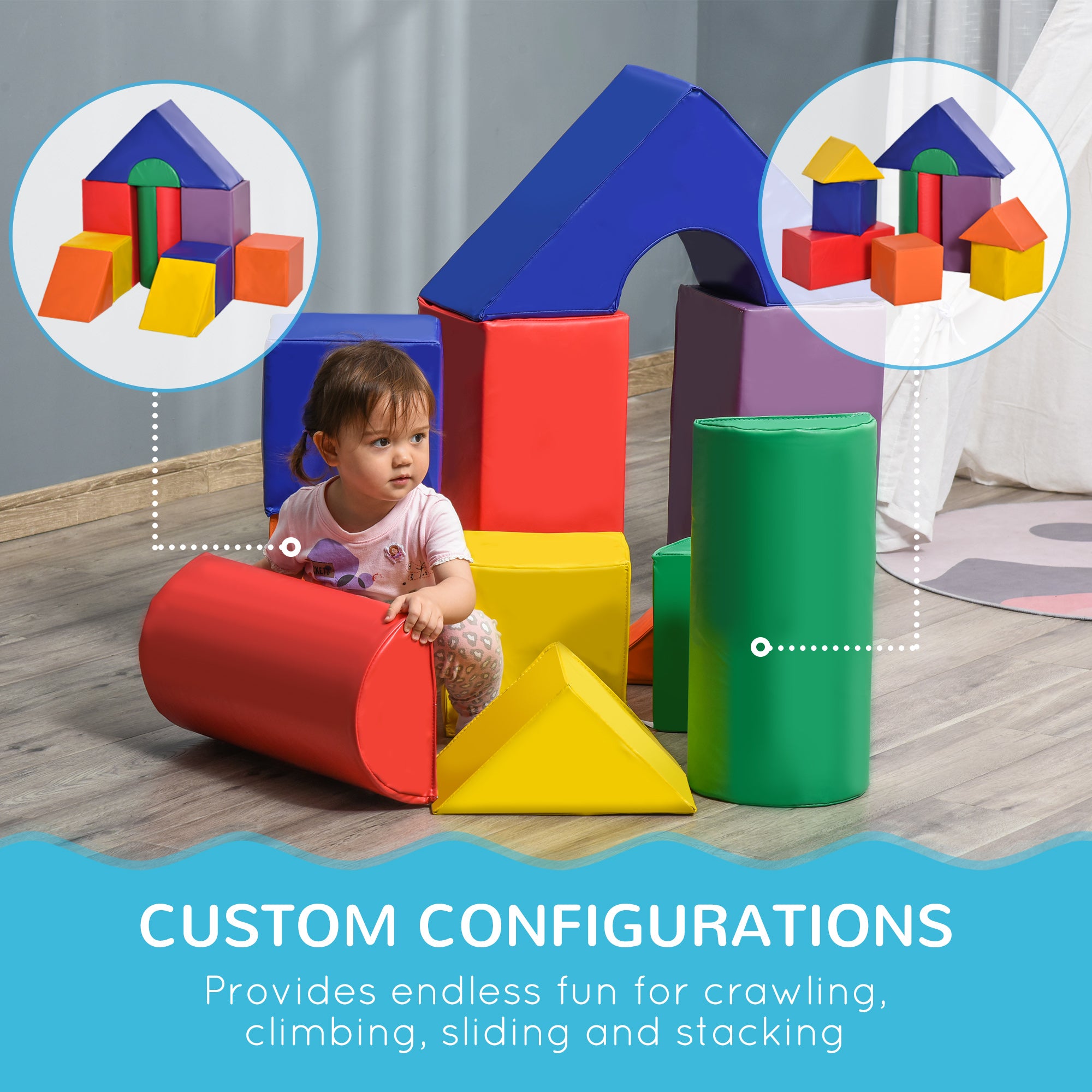 11-Piece Kids Crawl and Climb Activity Play Set for Climbing, Crawling, Sliding, Assorted
