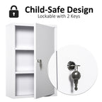Steel Wall Mount Medicine Cabinet 3 Tier Emergency Box for Bathroom Kitchen, Lockable with 2 Keys - White