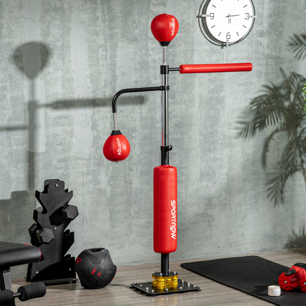 4.6'-6.7' Speed Bag Boxing Bag Stand, Reflex Bag Boxing Training Equipment, Speed Punching Bag, Red