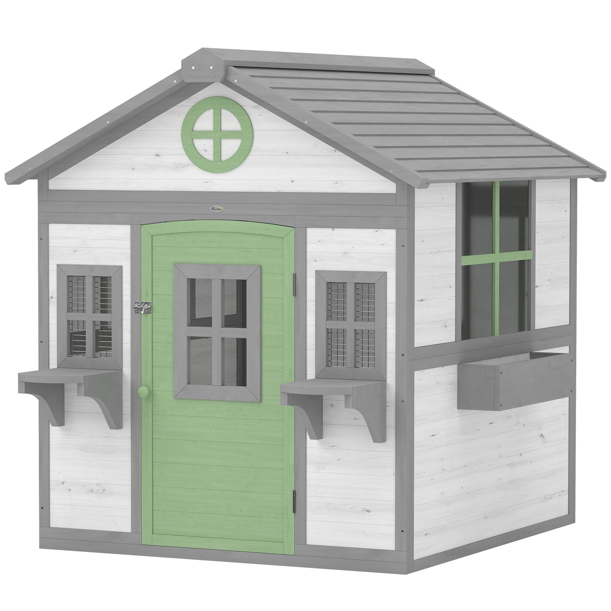 Chicken Coop, Wooden Hen House Outdoor Playhouse for 2-4 Chickens, Poultry Cage with Planter Pots and Boxes