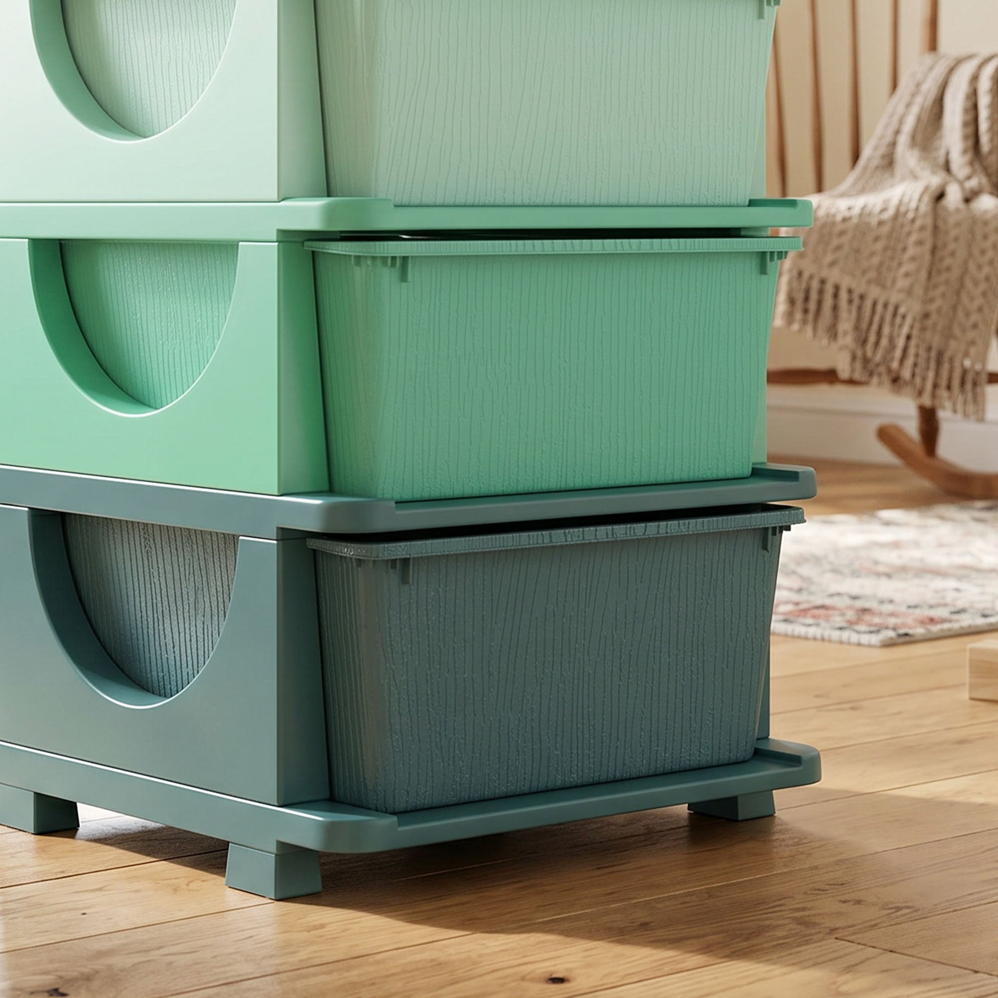 3 Tier Kids Storage Unit, Toy Organizers and Storage with 3 Drawer for Bedroom Nursery Living Room for Boys Girls Green