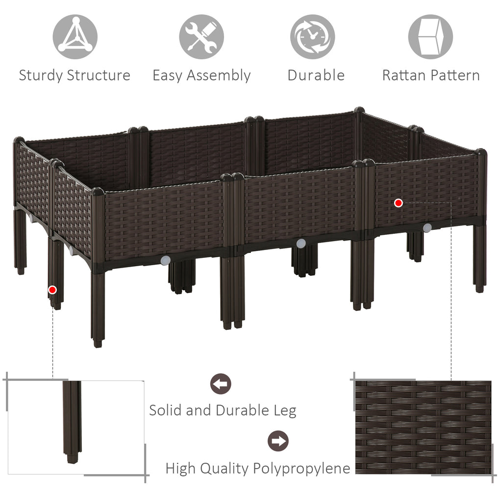 6 Piece Raised Garden Bed with Legs, Planter Box Raised Bed to Grow Flowers, Herbs & Vegetables, Brown