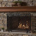 Stylish Single Panel Iron Fireplace Screen with Durable Iron Frame, Modern Overlapping Circle Design, 41.1" L x 9.25" W x 31.1" H, Black
