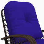 Rattan Porch Rocker w/ Plush Cushion, Dark Blue