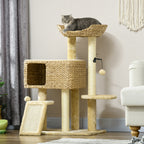 Cat Tree for Indoor Cats w/ Scratching Posts, Condo Cat Tower, Beige