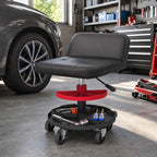 Rolling Creeper Garage Stool, 300 LBS Capacity Mechanic Stool with 360° Wheels, Tool Tray, Adjustable Height, Black
