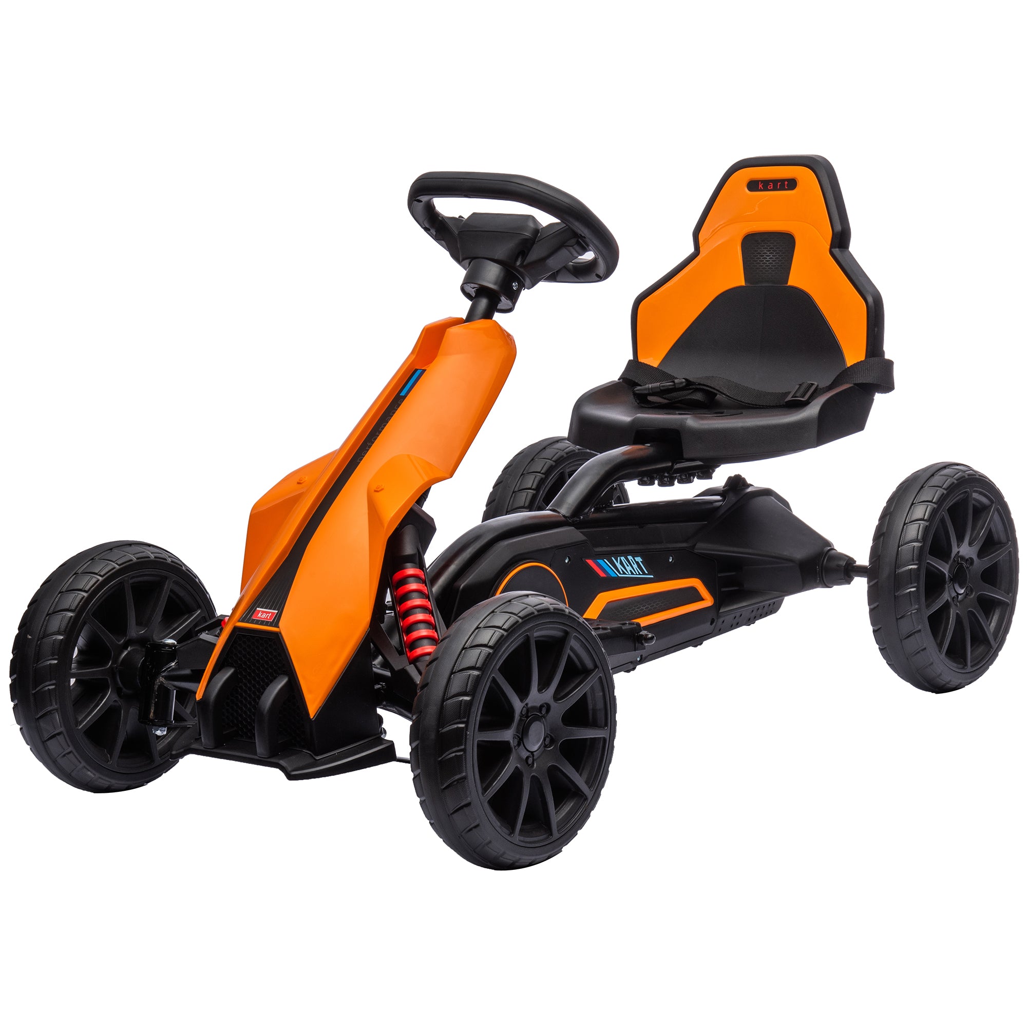12V Electric Go Kart for Kids, Ride On Toy with EVA Tires, 2 Speeds, Adjustable Seat, Safety Belt for 3-8 Years, Orange