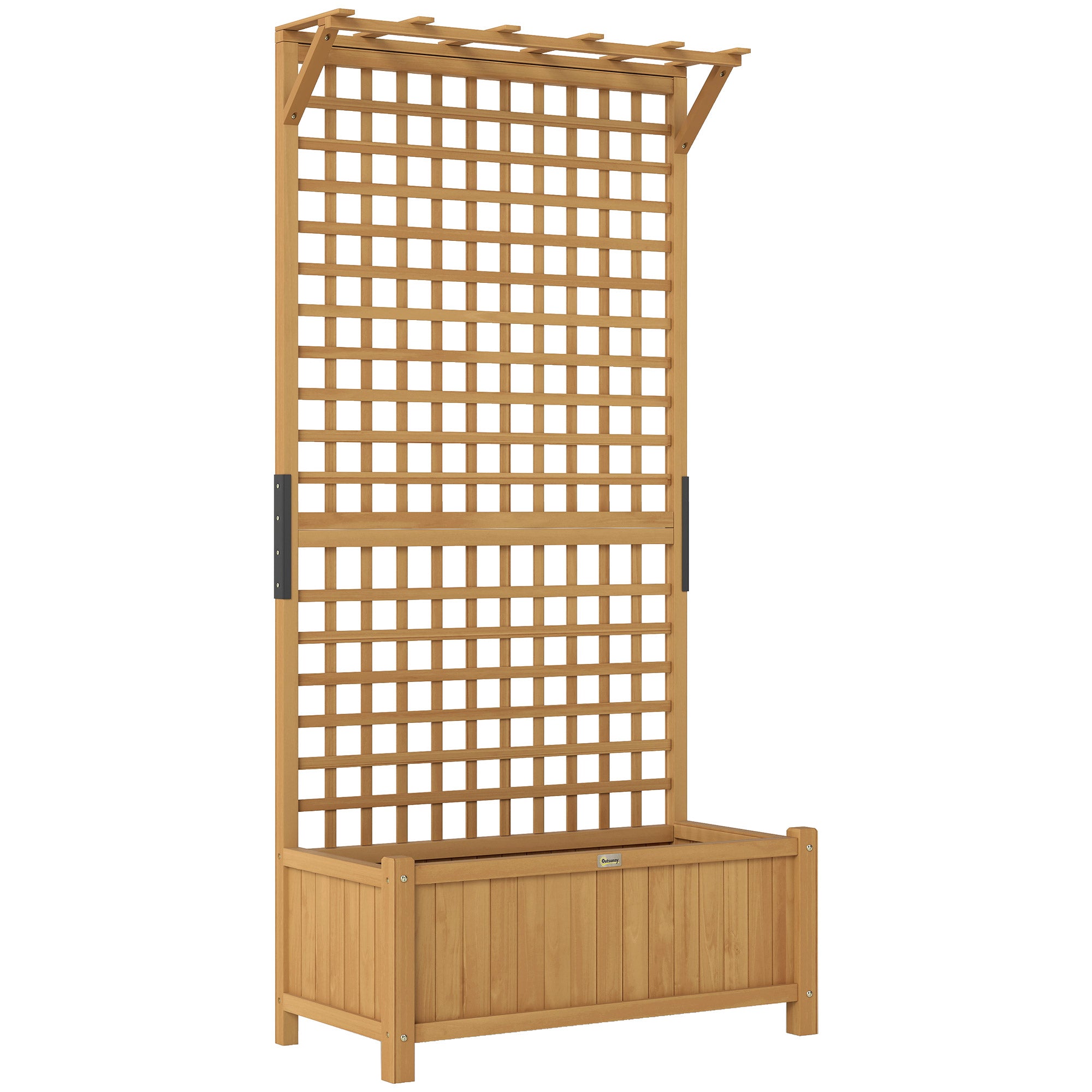 OutsunnyWood Planter with Trellis for Vine Climbing, Raised Garden Bed, Privacy Screen for Backyard, Patio, Yellow