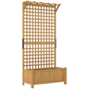 OutsunnyWood Planter with Trellis for Vine Climbing, Raised Garden Bed, Privacy Screen for Backyard, Patio, Yellow