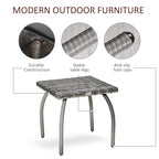 Outdoor PE Wicker Side Table, Small Square Rattan End Table, All-Weather Material Coffee Table for Garden, Balcony, Backyard, Grey