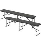 2 Pack 6 ft Portable Foldable Bench Seats, Plastic Folding Benches with Carrying Handle for Camping, Black