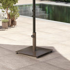 Square Patio Umbrella Base, 29 lbs Metal Umbrella Stand Base with Adjustable Foot Pads, Heavy Duty Patio Umbrella Holder for 1.5"/1.9" Umbrella Poles for Outdoor, Lawn, Poolside, Brown