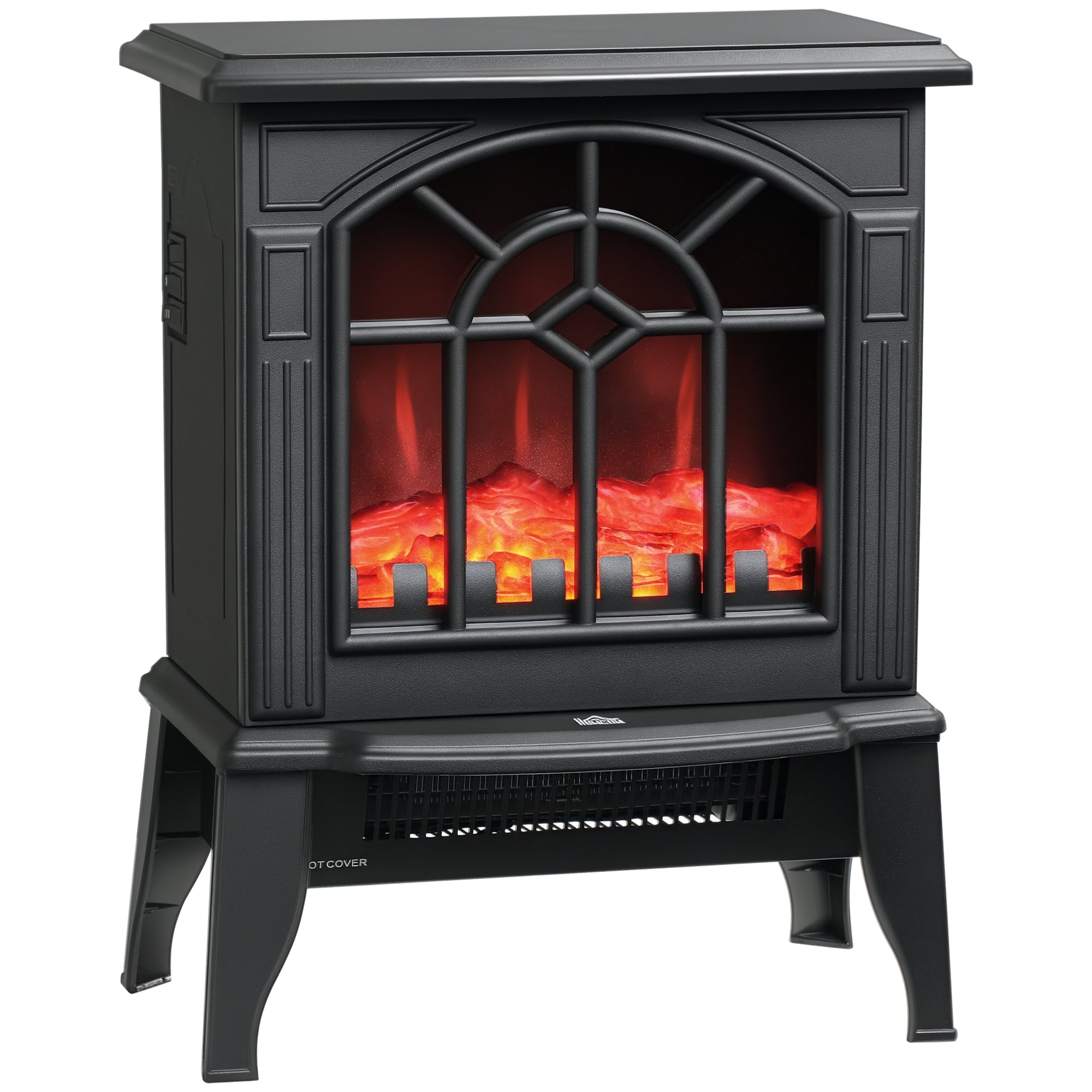 Electric Fireplace Heater, Freestanding Fireplace Stove with Realistic Flames Overheating Protection 750W/1500W, Black