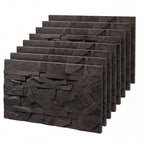 8-Pack 3D Faux Stone Wall Panels, Lightweight Polyurethane Panels for Interior and Exterior Accent Walls, Black
