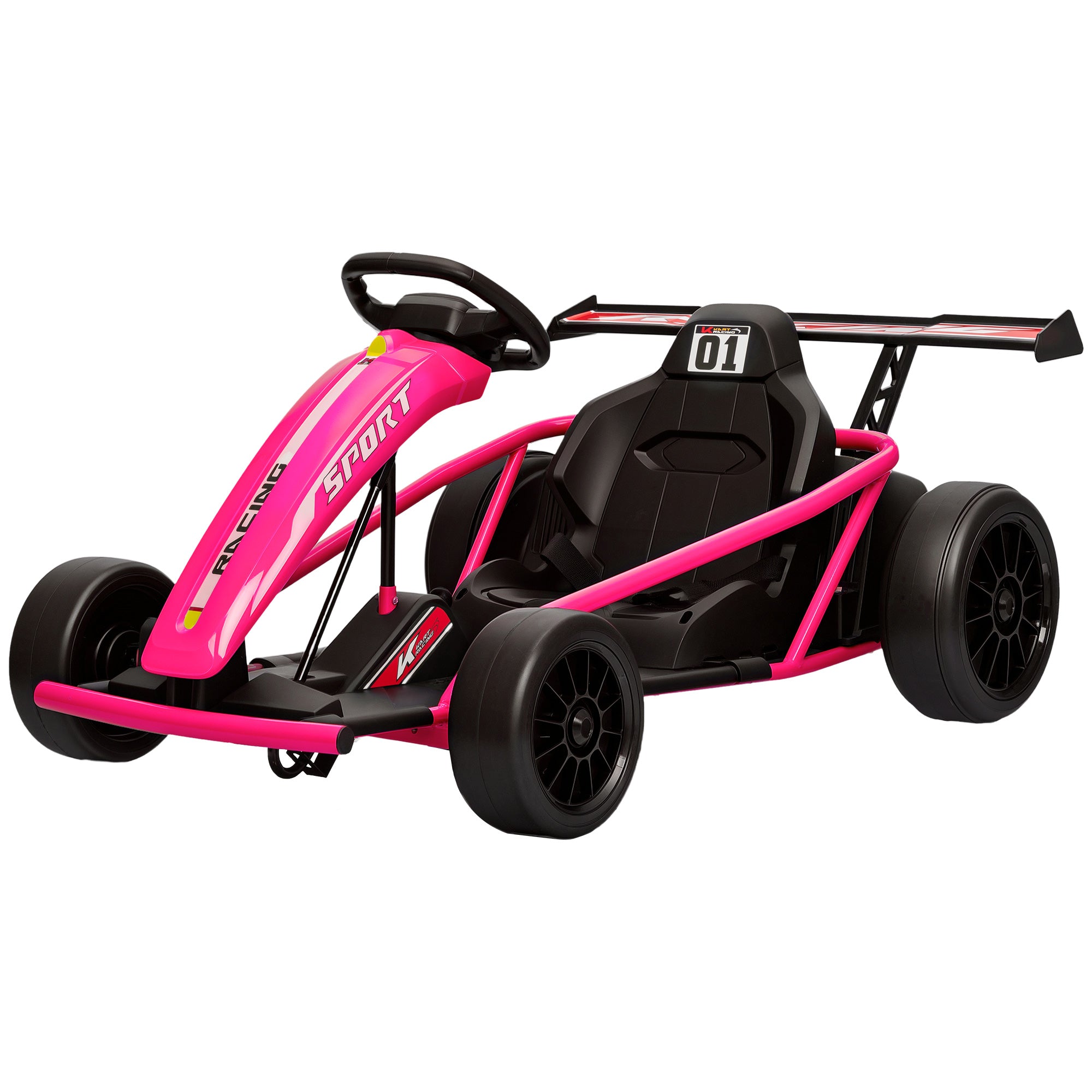 24V 7AH Kids Electric Go Kart, 8.1 MPH Battery Powered Drift Kart with Dual Motors, Soft Start for 8-12 Years, Pink