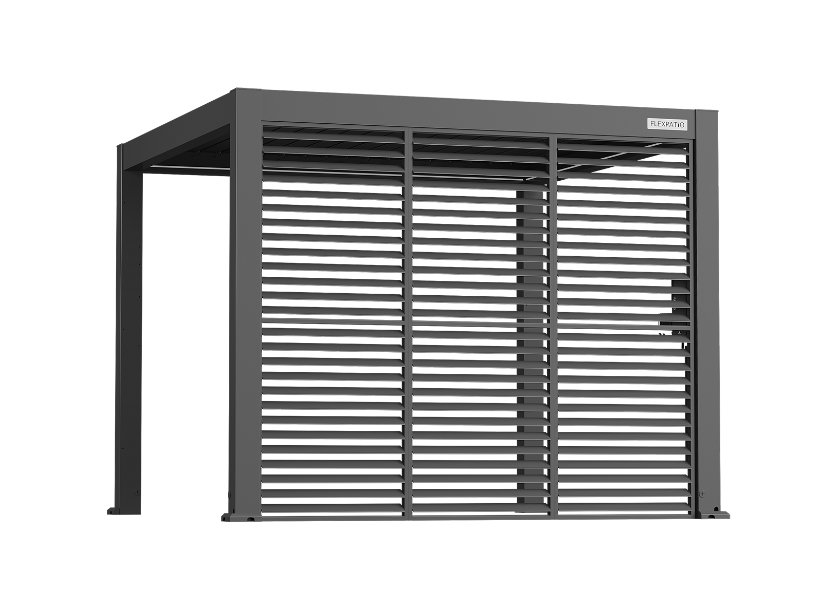 Privacy Shutter Walls Adjustable All-Aluminum Shutters for Pergola - 10' Side Gray, 0–180° Light and Airflow Control